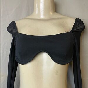 Black Crop Top with Long Sleeves